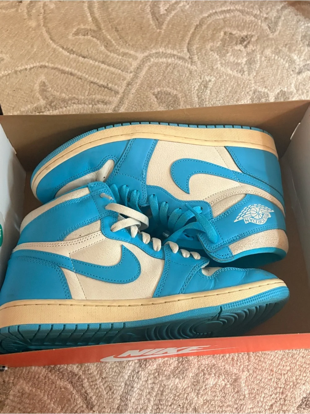Jordan High-Top Sneakers in Bright Blue and White
